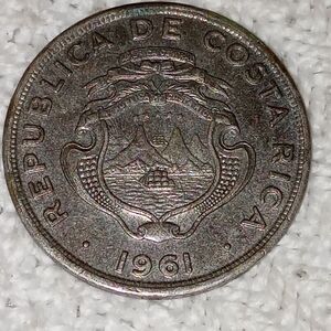 Antique Vintage 1961 Costa Rica 2 Colones Coin